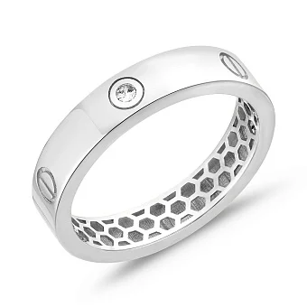 Каблучка з білого золота з фіанітами (арт. 155073б)