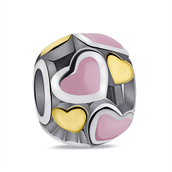 Серебряный шарм Сердечка с эмалью (арт. 7903/П5Р/791) – изображение 1