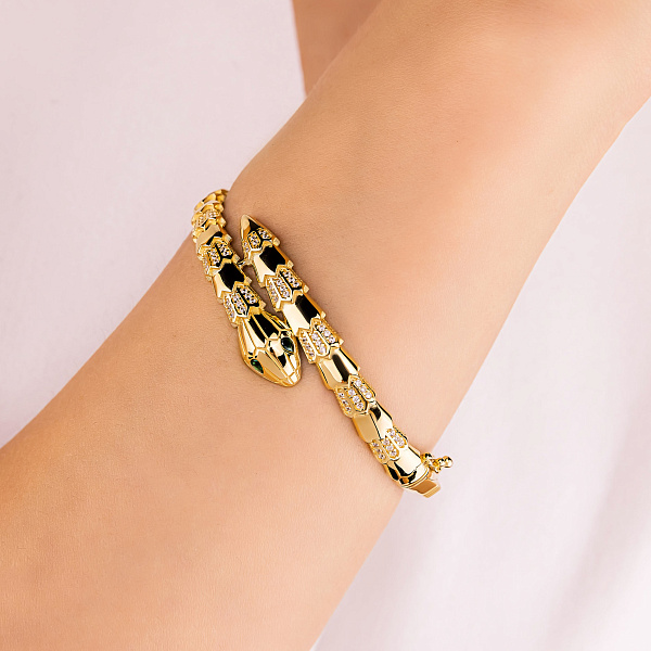 Браслет из желтого золота Змея с фианитами (арт. 326890жз) – изображение 2