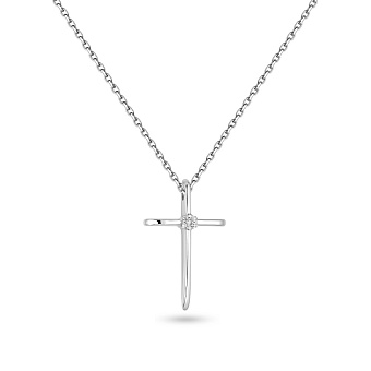 Колье из белого золота с крестиком и с бриллиантами (арт. Ц011377б)