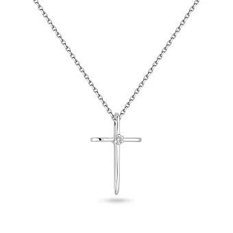 Кольє з білого золота з хрестиком і з діамантами (арт. Ц011377б)