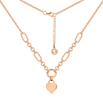 Фото Широкое золотое колье Сердце с одним фианитом (арт. 353023)