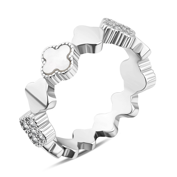 Серебряное кольцо с перламутром и фианитами (арт. 7501/6904п) – изображение 1