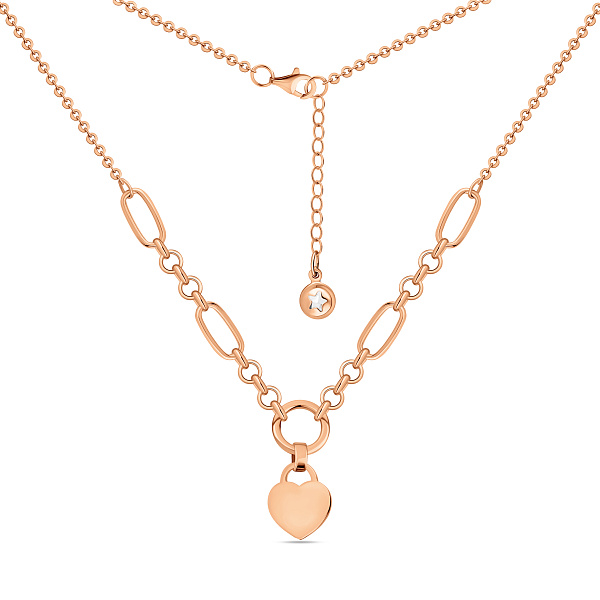 Широкое золотое колье Сердце с одним фианитом (арт. 353023) – изображение 1