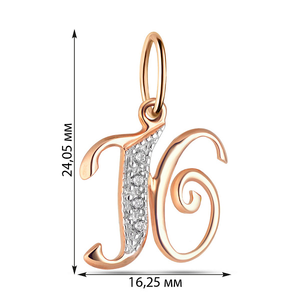 Золотий кулон Літера Ю з фіанітами (арт. 440295) – зображення 2