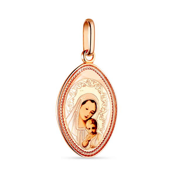 Золота ладанка «Божа Матір з немовлям» з емаллю (арт. 422472) – зображення 1