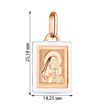 Ладанка из красного золота «Дева Мария с младенцем»  (арт. 423409еб)