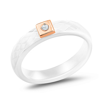 Каблучка з кераміки і золота з діамантом (арт. К011767кба)