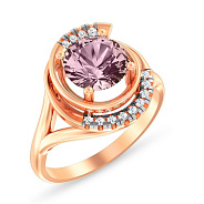 Фото Кольцо из красного золота с кварцем и фианитами (арт. 142000ПрГ)