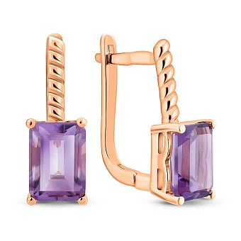 Золоті сережки з аметистом (арт. 111376Па)