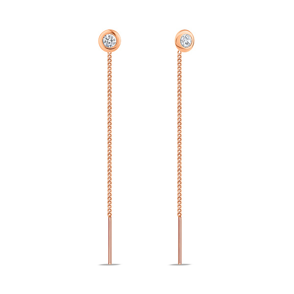 Золотые серьги-протяжки с фианитами (арт. 104980/2) – изображение 1