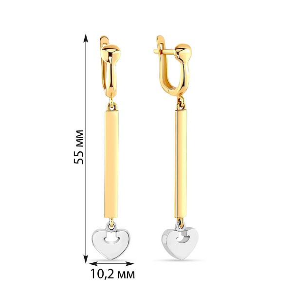 Сережки золотые в комбинированном цвете металла (арт. 105475жб) – изображение 2