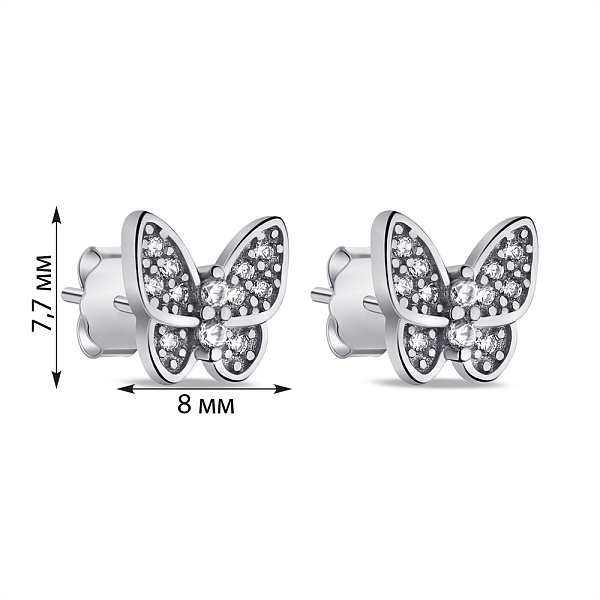 Серебряные серьги Бабочки с фианитами (арт. 7518/7020) – изображение 2