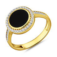 Фото Золота каблучка Лýна з емаллю і фіанітами (арт. 140692же)