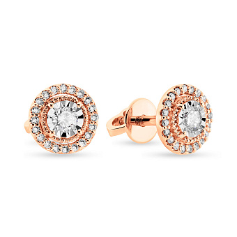 Фото Пусеты из красного золота с бриллиантами (арт. Т011244030)