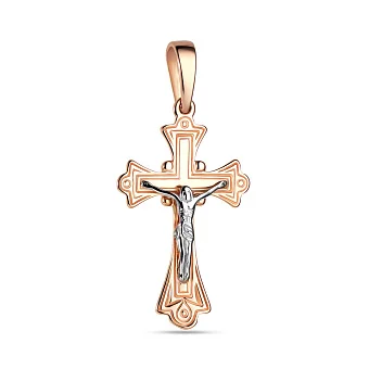 Золотой крестик с распятием "Спаси и сохрани" (арт. 501405)