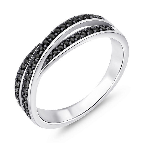 Серебряное кольцо с черными фианитами (арт. 7501/8802ч) – изображение 1