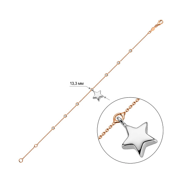 Золотой браслет Звезда с фианитами (арт. 326729кбП1) – изображение 4
