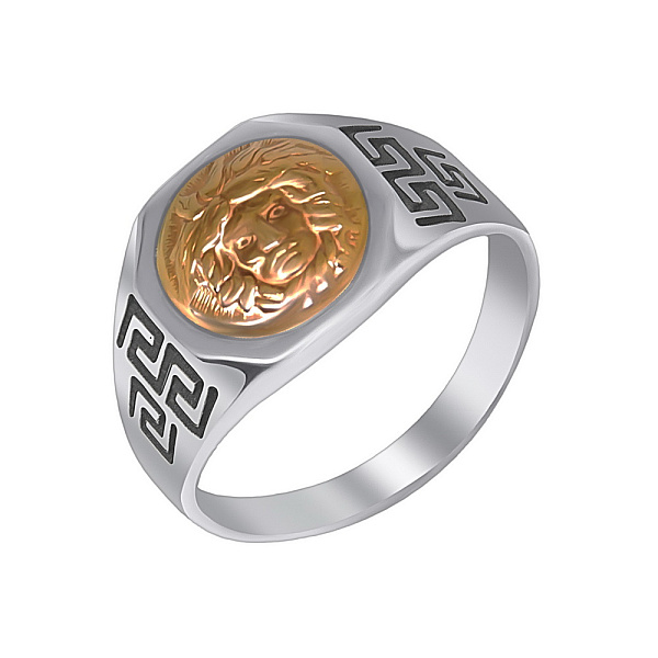 Серебряная печатка с золотой накладкой (арт. 7206/420) – изображение 1