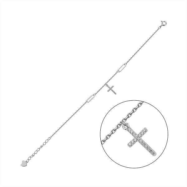 Серебряный браслет Крестик с фианитами (арт. 7509/4935) – изображение 1