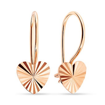 Фото Золотые серьги «Сердечки» для детей (арт. 100838)