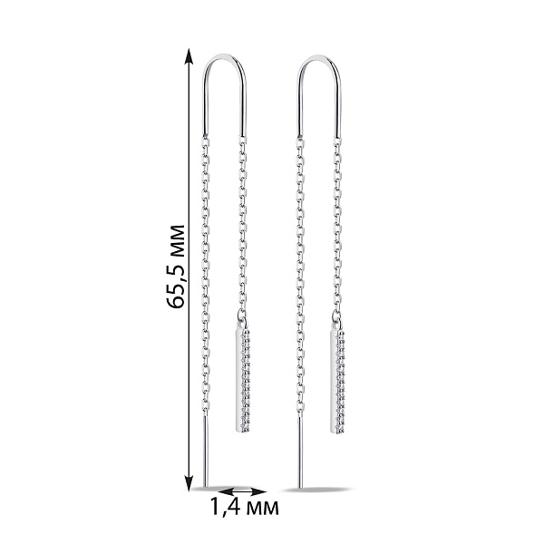 Срібні сережки-протяжки з фіанітами (арт. 7502/3308) – зображення 2
