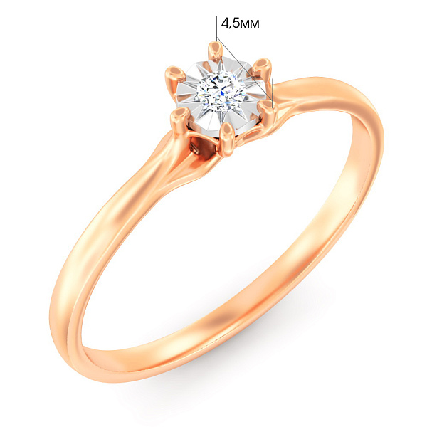 Каблучка з червоного і білого золота з діамантом (арт. К011748005) – зображення 3