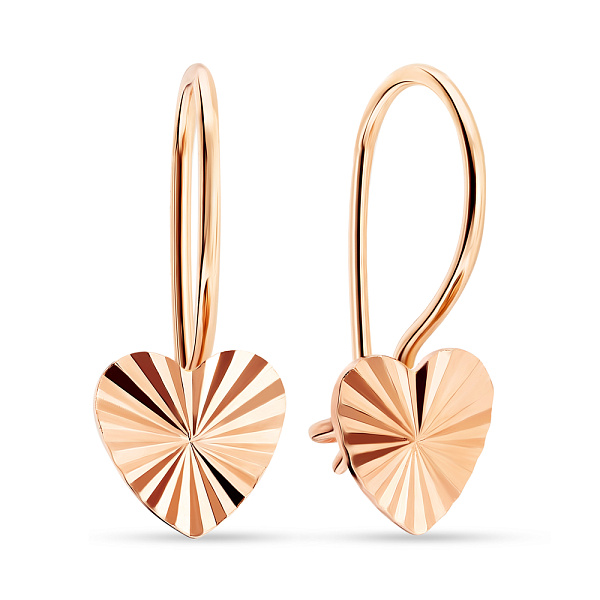 Золотые серьги «Сердечки» для детей (арт. 100838) – изображение 1