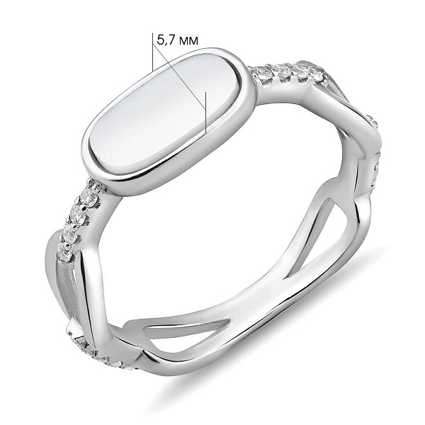 Серебряное кольцо с перламутром и фианитами (арт. 7501/8153п) – изображение 2