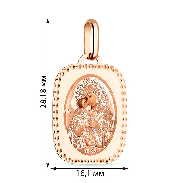 Ладанка «Владимирская» из красного золота (арт. 421540В) – изображение 2