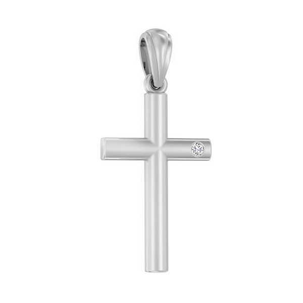 Крестик из белого золота с фианитом (арт. 440637б) – изображение 1