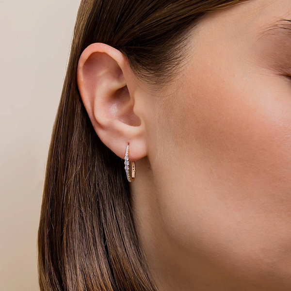 Золоті сережки з доріжкою з фіанітів (арт. 110633) – зображення 4