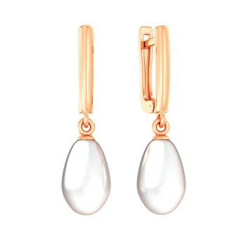 Весільні сережки з червоного золота з перлами (арт. 110884)