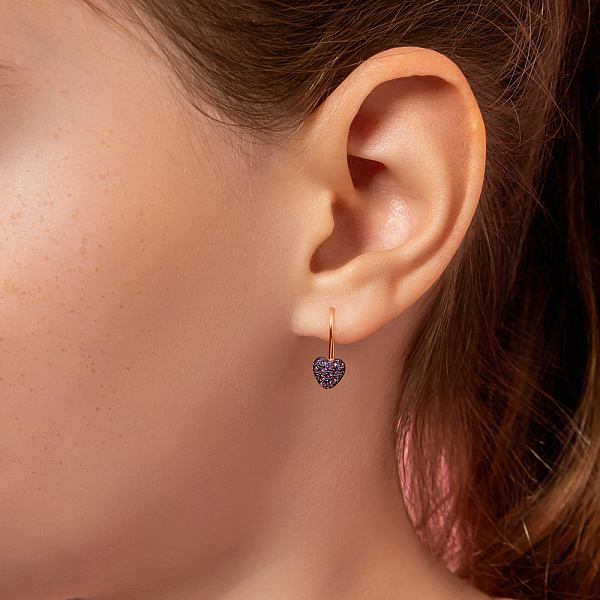 Дитячі золоті сережки «Серденька» з фіанітами (арт. 110443ф) – зображення 2