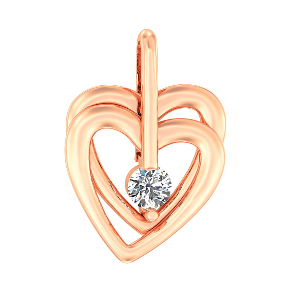 Золотий кулон Два серця з фіанітом (арт. 440353) – зображення 1