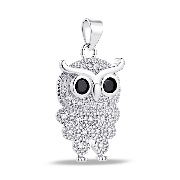 Серебряная подвеска сова с фианитами (арт. 7503/4859ч) – изображение 1