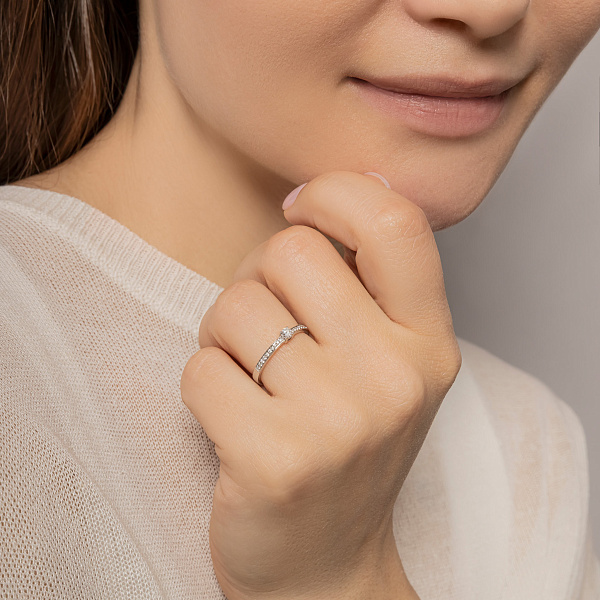 Помолвочное золотое кольцо с бриллиантами (арт. К341571015б) – изображение 3