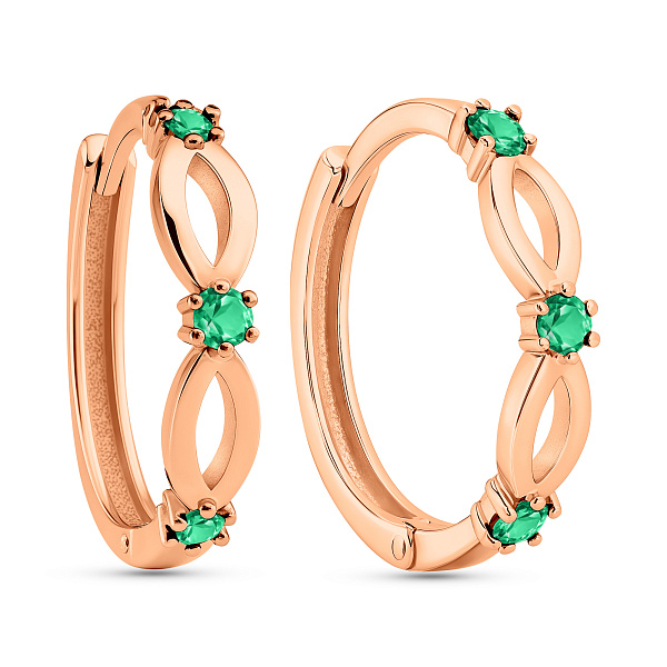 Серьги из красного золота с изумрудом (арт. 111289Пи) – изображение 1