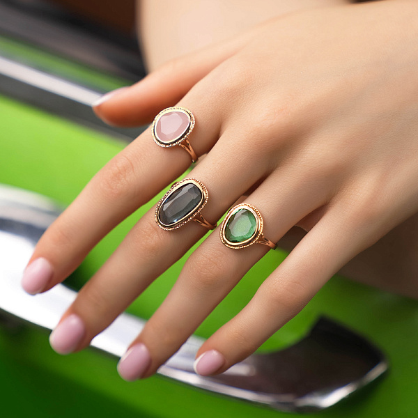 Золотое кольцо с кварцем  (арт. 154967Пкз) – изображение 2