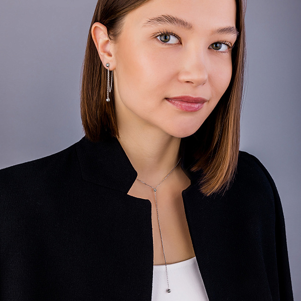 Серьги Fly из белого золота с шариками (арт. 109803/1б) – изображение 4