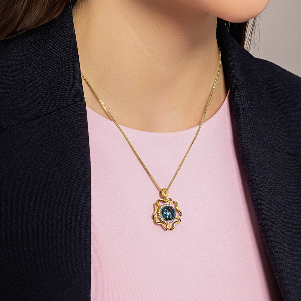 Подвес из желтого золота с кварцем и фианитами (арт. 422487ж) – изображение 3