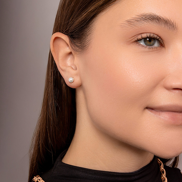 Пусеты из красного золота с жемчугом (арт. 110901) – изображение 3