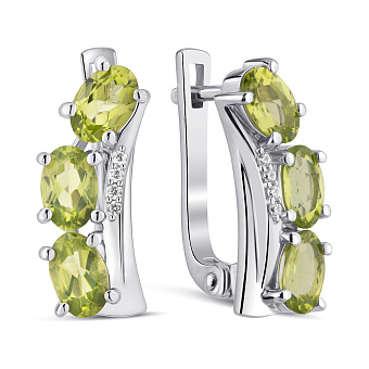 Фото Серьги из серебра с хризолитами и фианитами (арт. 7502/2193883Хрз)