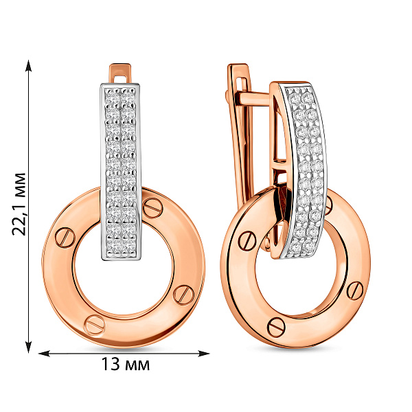 Серьги из красного золота с фианитами (арт. 111434) – изображение 5