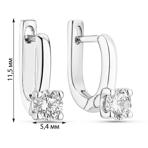 Срібні сережки з одним фіанітом (арт. 7502/100104) – зображення 2