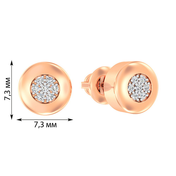 Золоті сережки пусети з фіанітами (арт. 112100) – зображення 2