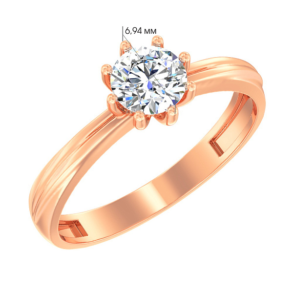 Золота каблучка для заручин з фіанітом (арт. 142300) – зображення 4