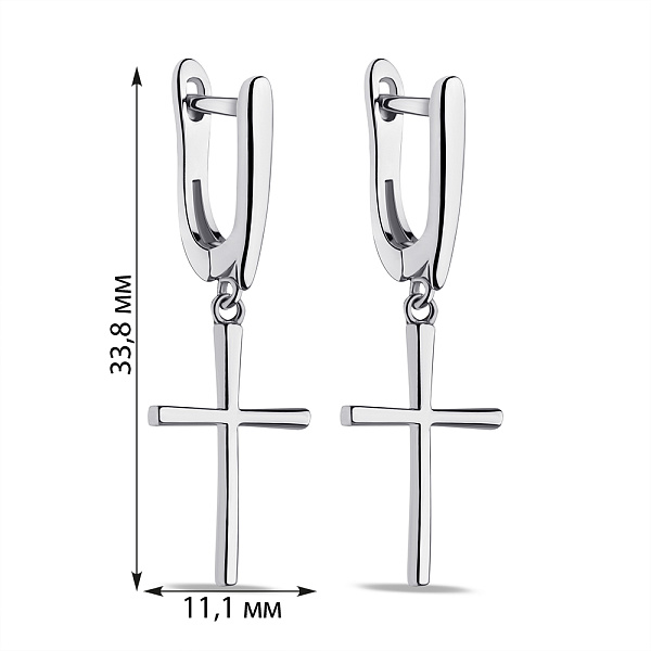 Серебряные серьги Крестики без камней (арт. 7502/9560/2) – изображение 2