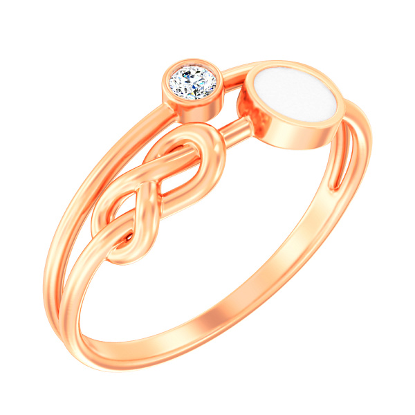 Кольцо из красного золота с эмалью и фианитом (арт. 140964еб) – изображение 1