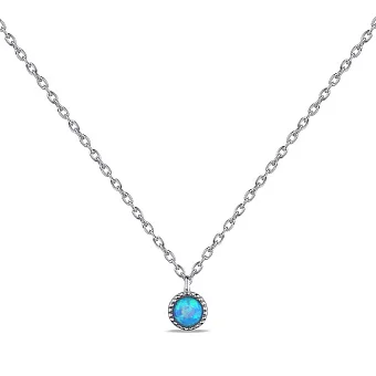 Серебряное колье с голубым опалом (арт. 7507/Кл2ОпГ/1008Ш-43)